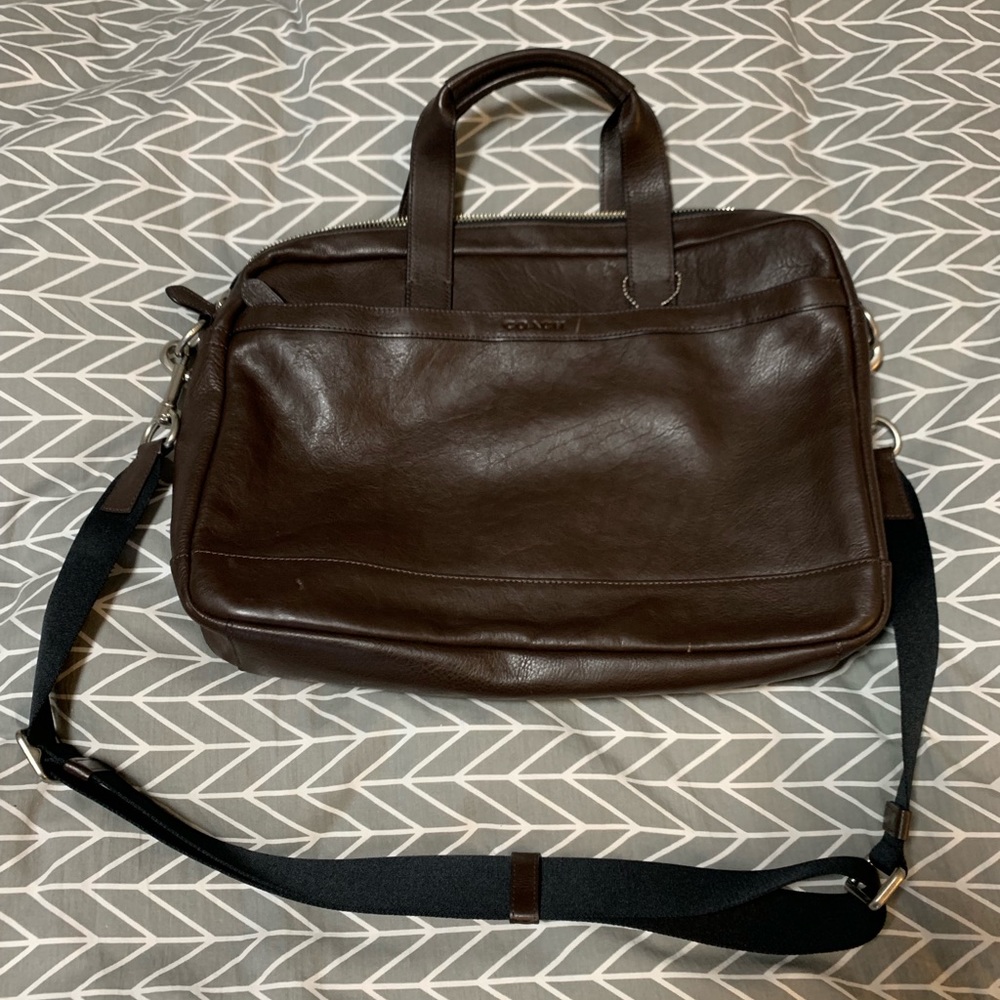 Coach Hudson Laptop Bag In Leather Mahogany Brown